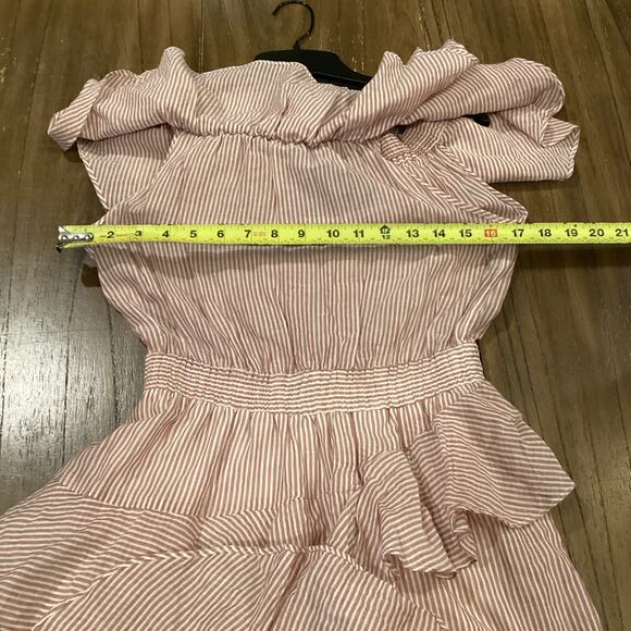 Designers Remix Charlotte Eskildsen Milly pinstripe pink white ruffle mini dress - Picture 7 of 9